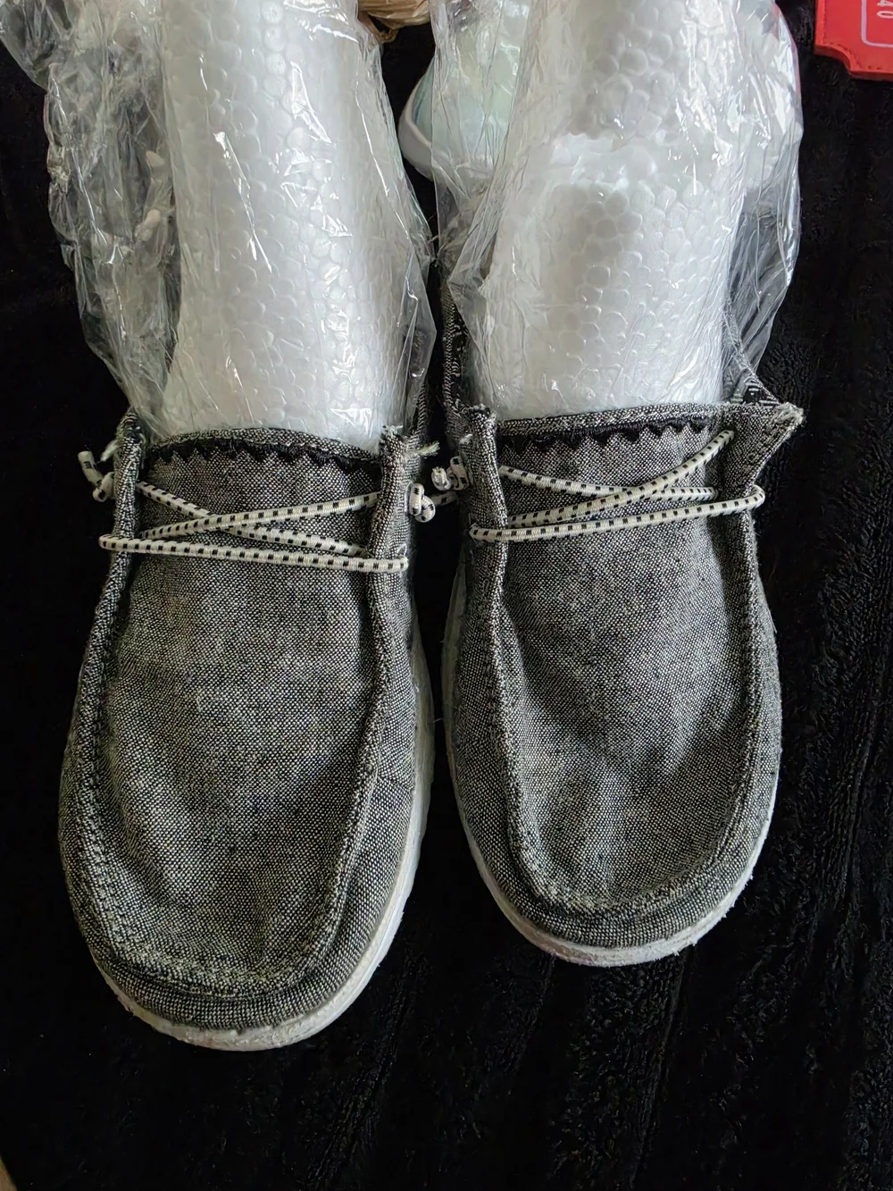 Hey Dude Kids Gray Canvas Slip-On Moccasins